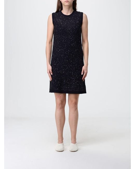 Fabiana Filippi Blue Cotton Dress With Sequins