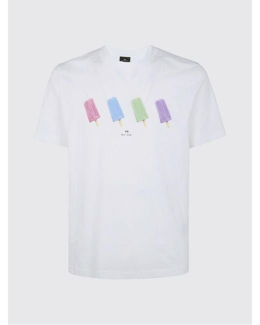 Paul Smith White Crew Neck Cotton T-Shirt for men