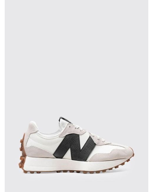 New Balance White 327 Mesh And Suede Sneakers