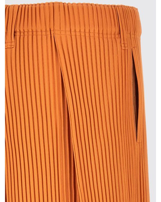 Homme Plissé Issey Miyake Orange Homme Plissé Issey Miyake Knee-Length Pleated Crêpe Chino Shorts for men