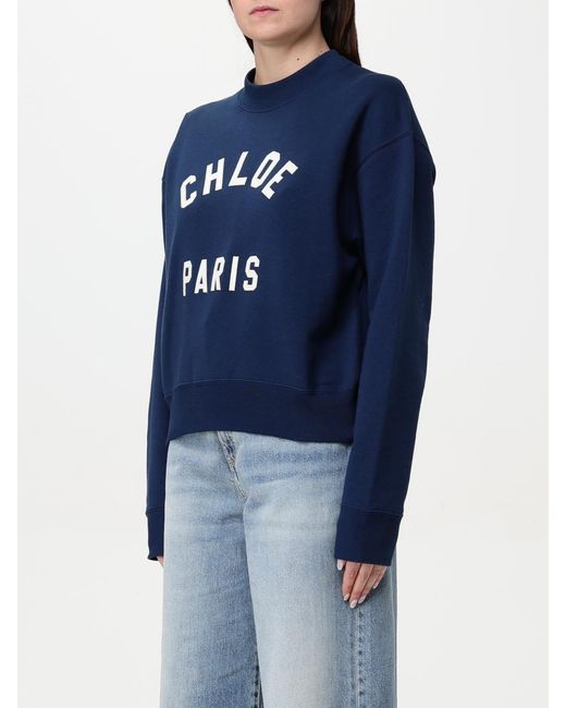 Chloé Blue ChloÉ Crewneck Sweatshirt With Logo
