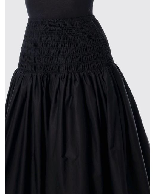 Self-Portrait Black Cotton Midi Skirt