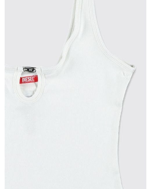 DIESEL White Maura-Dnm Ribbed One-Piece Swimsuit