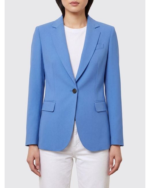 Alberto Biani Blue Cropped Slim Fit Single-Breasted Blazer With Classic Lapels