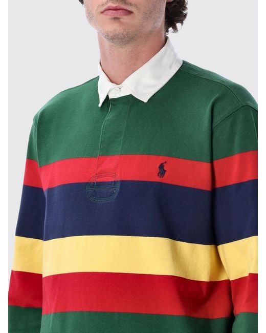 Polo Ralph Lauren Green Long-Sleeve Piqué Cotton Polo Shirt for men