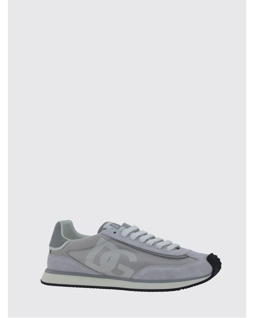 Dolce & Gabbana White Dolce &Amp Gabbana Dg Cushion Suede And Mesh Sneakers for men