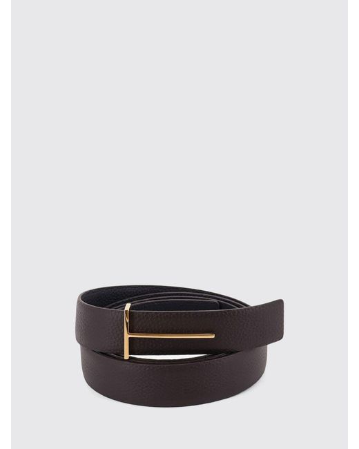 Tom Ford White Hammered Leather Reversible Belt for men