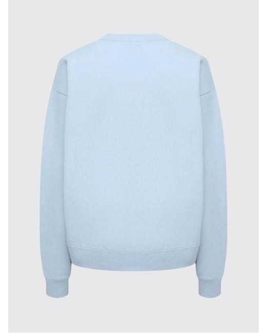 Sporty & Rich Blue Sporty &Amp Rich Relaxed Fit Cotton Crewneck Sweatshirt With Contrast Logo