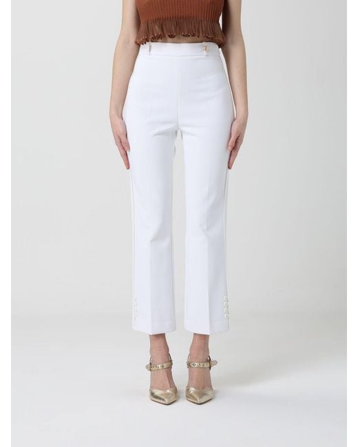 Elisabetta Franchi White Crêpe Cropped Trousers