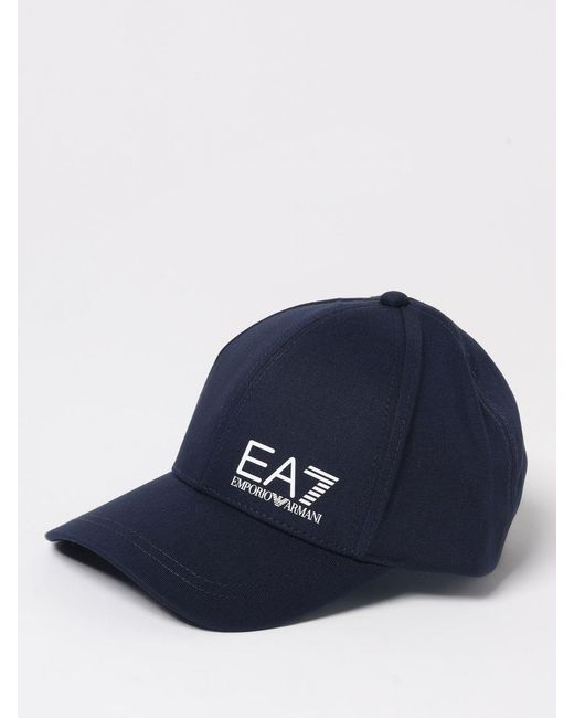 Gorro De Algodón Con Logo Estampado EA7 de hombre de color Blue