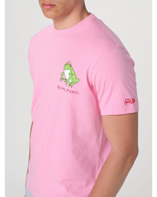 T-shirt Kiss Me Please in cotone di Mc2 Saint Barth in Pink da Uomo