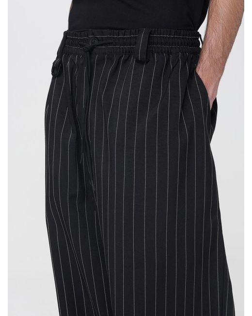 Y-3 Black Striped Stretch Technical Fabric Wide-Leg Trousers for men