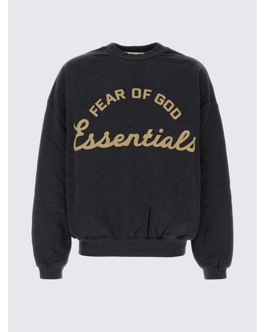 Fear Of God Black Relaxed Fit Crewneck Cotton Jumper With Logo for men