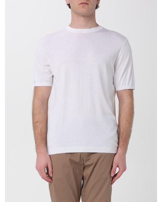 Kangra White Cotton And Silk Crew Neck Knitwear for men