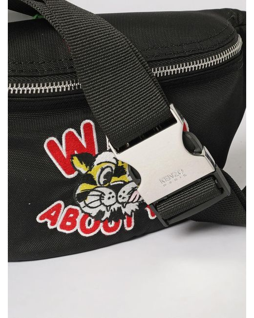 KENZO White Wild Tiger Canvas Belt Bag for men