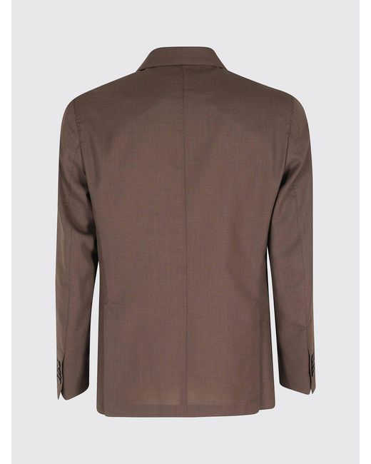 Santaniello Brown Single-Breasted Wool Blend Blazer for men