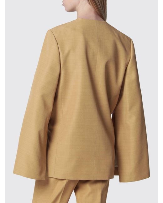 Alberta Ferretti Natural Cropped Double-Breasted Viscose Blend Blazer