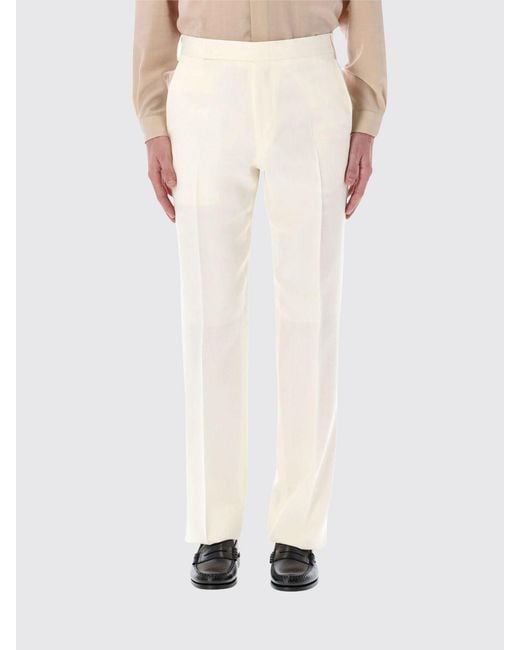 Lardini White Silk Blend Tailored Trousers for men