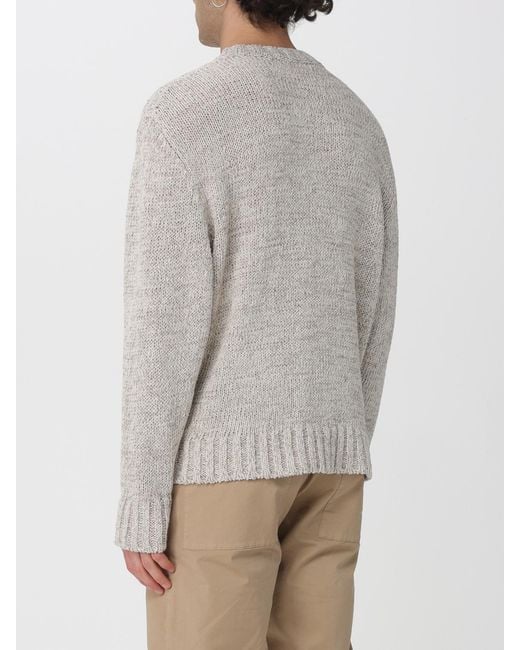 Barena Gray Cotton And Linen Knit Top for men