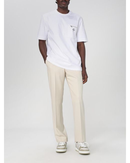 Fendi Casual Baumwoll T-Shirt Für Männer in White für Herren