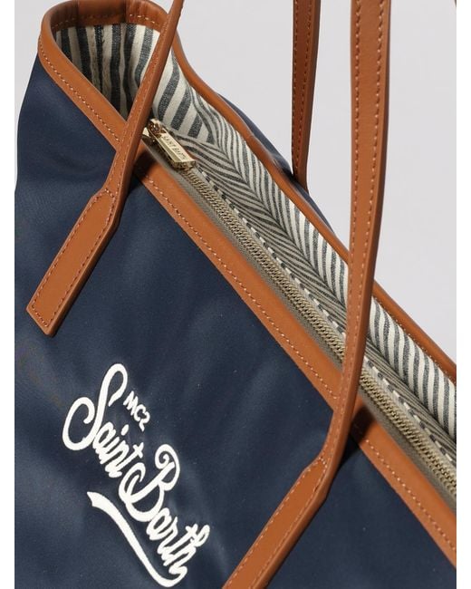 Mc2 Saint Barth Blue Nylon Shoulder Bag With Logo