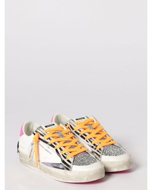 Crime London Natural Sk8 Deluxe Leather And Glitter Sneakers