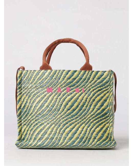 Marni Green Small Basket Tote Bag
