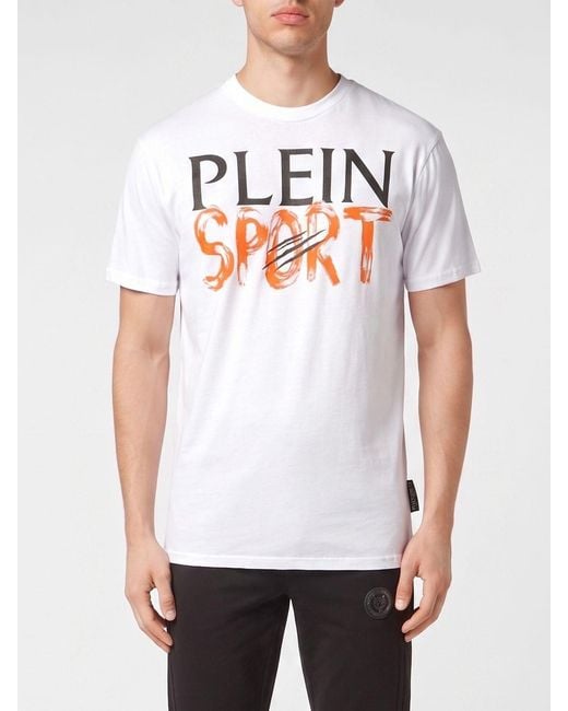Philipp Plein White Cotton T-Shirt With Contrasting Front Printed Logo for men
