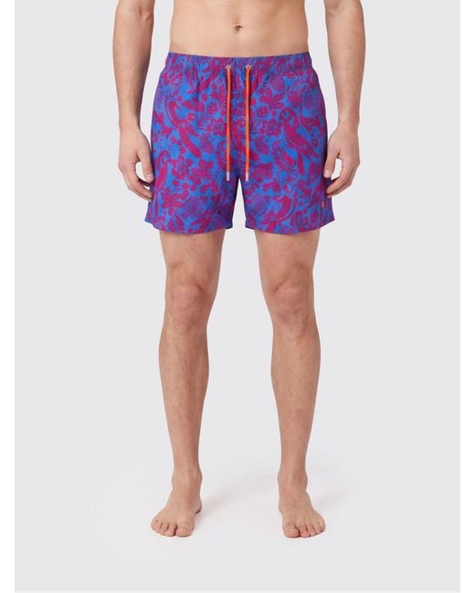 Gallo Purple Tropical Floral Print Polyamide Swim Shorts for men
