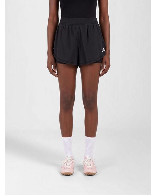 Y-3 Black Stretch Technical Fabric Sports Shorts With Elasticated Mid-Rise Waist