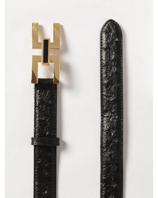 Elisabetta Franchi Black Embossed Leather Belt