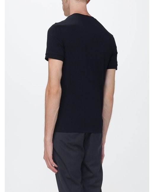 Giorgio Armani Black Cotton T-Shirt With Short Sleeves And Contrasting Logo for men