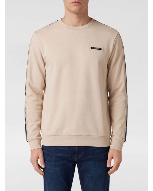 Sweat-Shirt À Col Rond En Mélange De Coton Avec Logo EA7 pour homme en coloris Natural