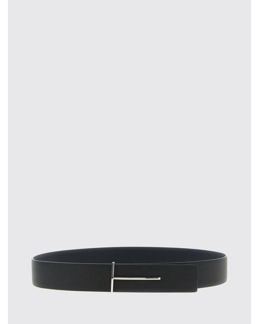 Tom Ford White T Grained Calf Leather Belt for men