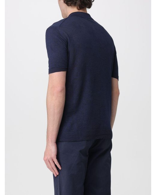 Blauer Blue Linen And Cotton Polo Shirt for men