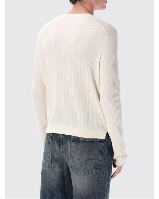 Our Legacy White Ribbed Cotton Crewneck Pullover for men