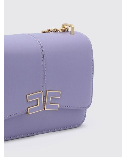 Elisabetta Franchi Purple Faux Leather Shoulder Bag