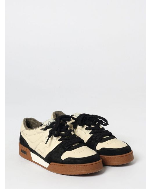 Fendi White Match Leather Sneakers for men