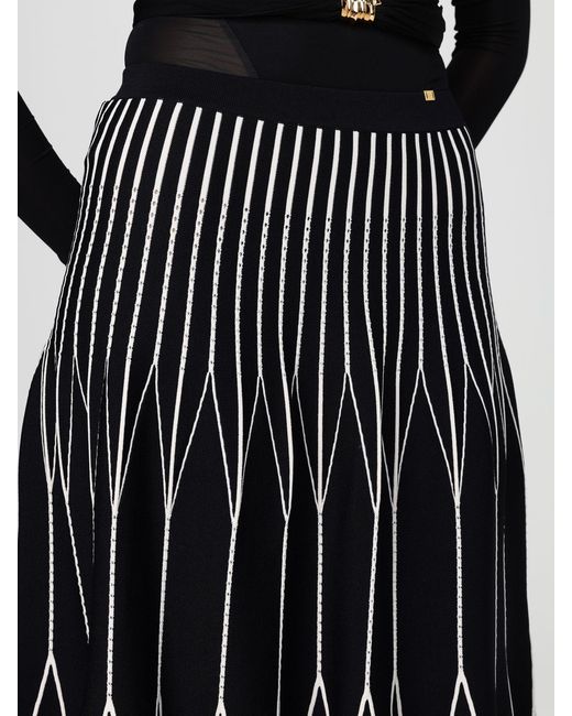 Elisabetta Franchi Black Two Tone Viscose Knit Skirt