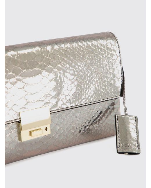 Tom Ford Gray Laminated Leather Python-Print Ceremony Clutch