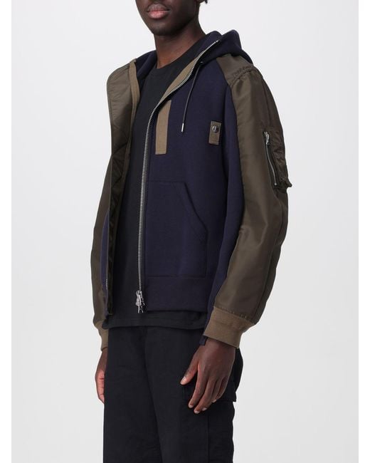 Sacai Blue Cotton Blend Hoodie for men