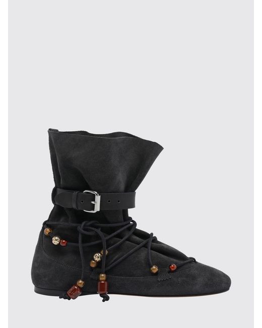 Isabel Marant Black Letiz Suede Ankle Boots With Appliqués