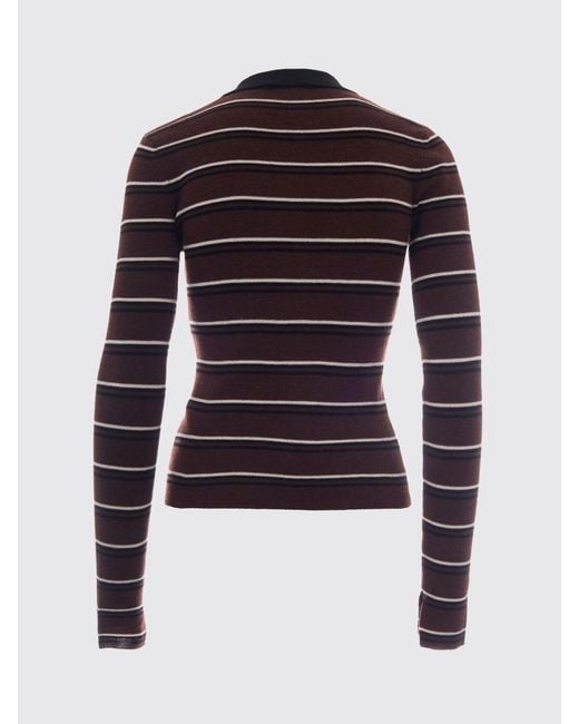 Ganni Black Striped Long-Sleeve Knit Polo
