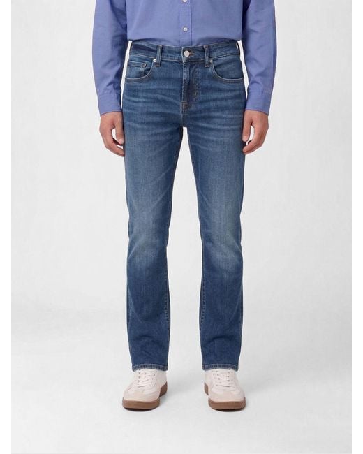 7 For All Mankind Blue Slimmy Tapered Fit Stretch Denim Jeans for men