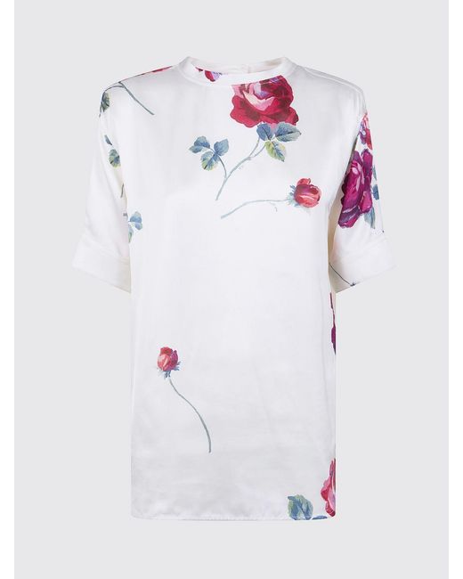N°21 White Satin Top With Floral Print