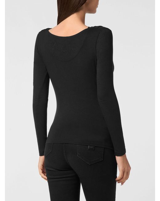 Philipp Plein Black Slim-Fit Modal-Blend Top With Draped V-Neck