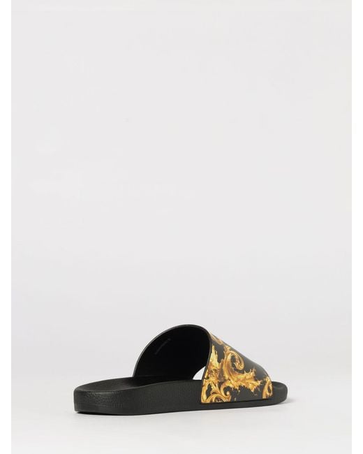 Versace Jeans Couture Black Baroque Print Rubber Sliders