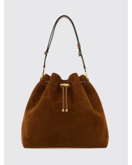 Jimmy Choo Brown Cinch Leather Bucket Bag With Removable Handle