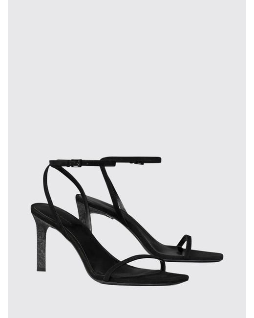 Tory Burch White Pavè Suede Sandal With Rhinestone Heel