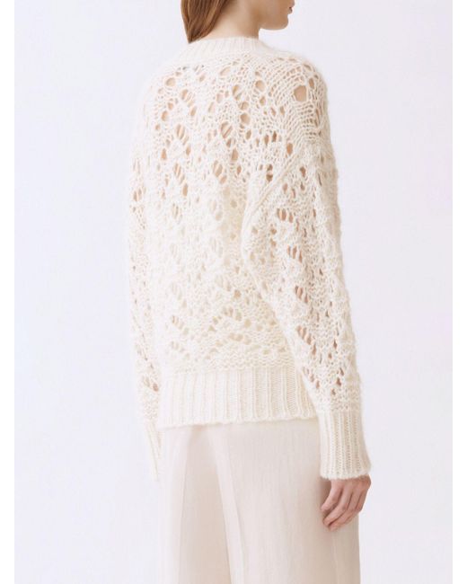 Fabiana Filippi Natural Virgin Wool Cashmere And Silk V-Neck Sweater